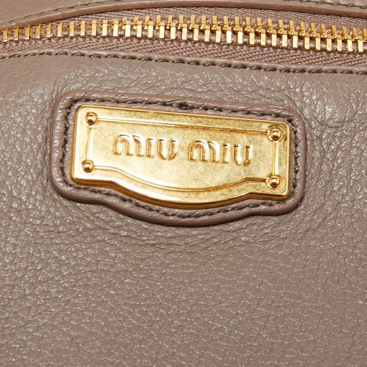 Pre Owned Miu Miu Grey Leather Turnlock Satchel