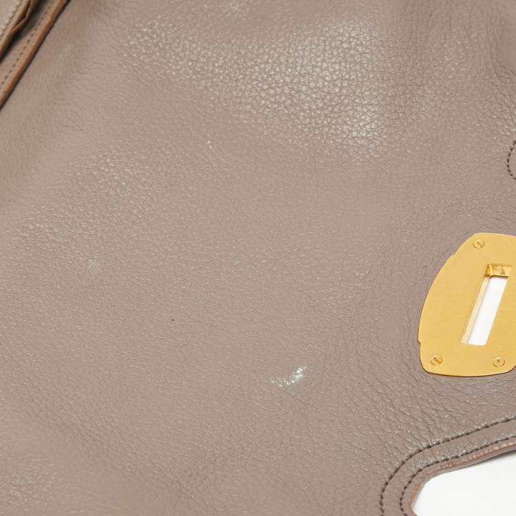 Pre Owned Miu Miu Grey Leather Turnlock Satchel