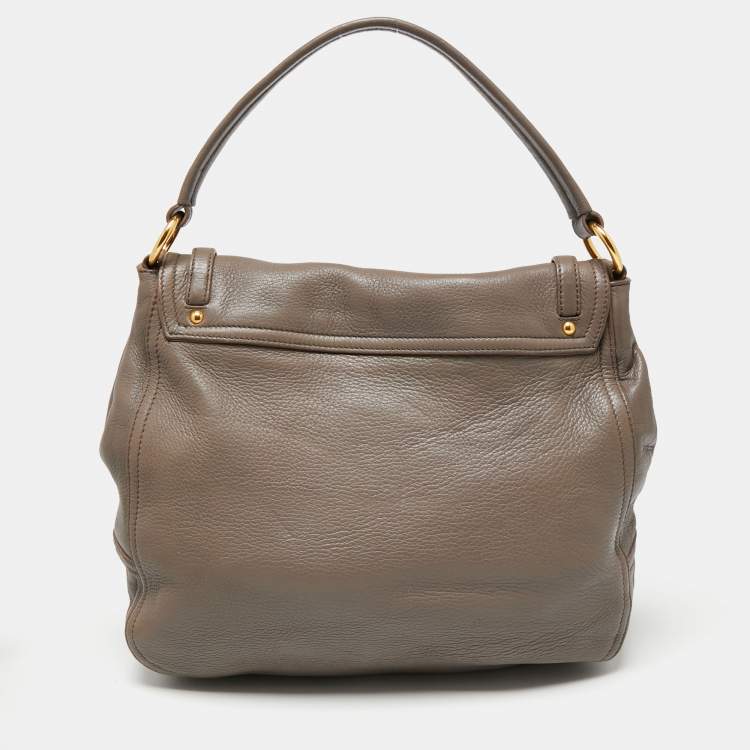 Pre Owned Miu Miu Grey Leather Turnlock Satchel