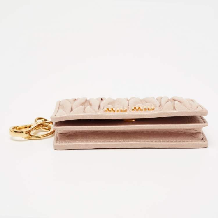 Pre Owned Miu Miu Blush Pink Matelasse Lux Leather Card Holder