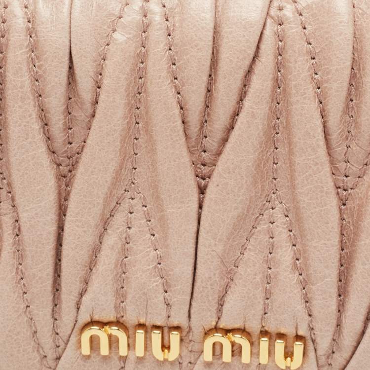 Pre Owned Miu Miu Blush Pink Matelasse Lux Leather Card Holder