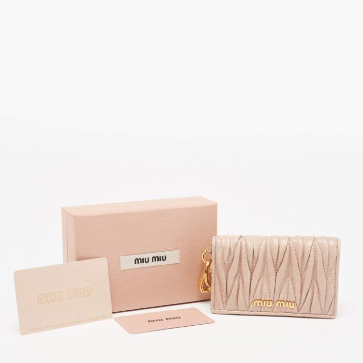 Pre Owned Miu Miu Blush Pink Matelasse Lux Leather Card Holder