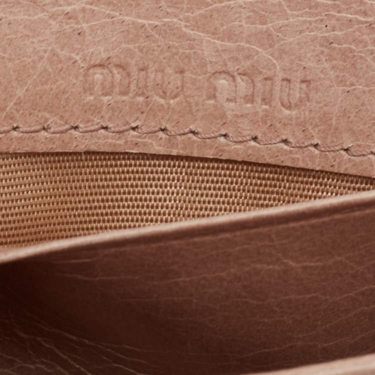 Pre Owned Miu Miu Blush Pink Matelasse Lux Leather Card Holder