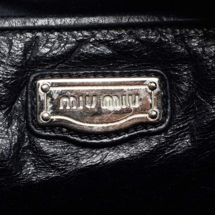 Pre Owned Miu Miu Black Vitello Lux Leather Bow Satchel