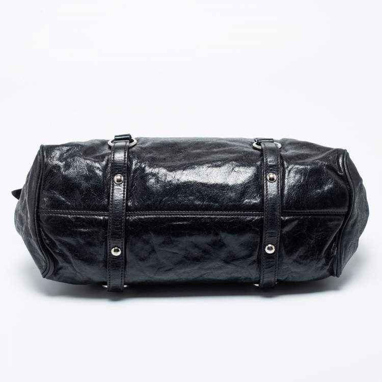 Pre Owned Miu Miu Black Vitello Lux Leather Bow Satchel
