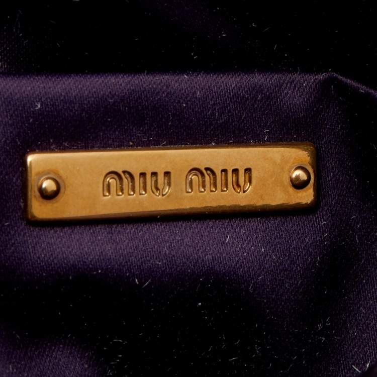 Pre Owned Miu Miu Plum Suede Studded Round Shoulder Bag
