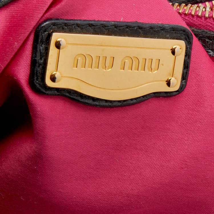 Pre Owned Miu Miu Dark Grey Leather Charm Satchel