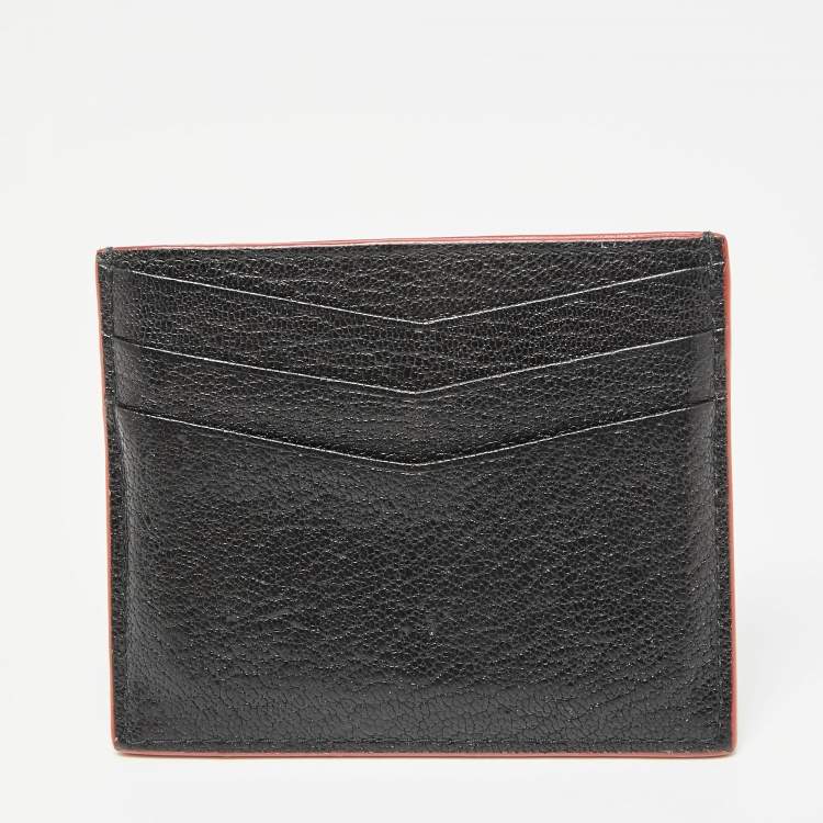 Pre Owned Miu Miu Black Leather Madras Love Card Holder