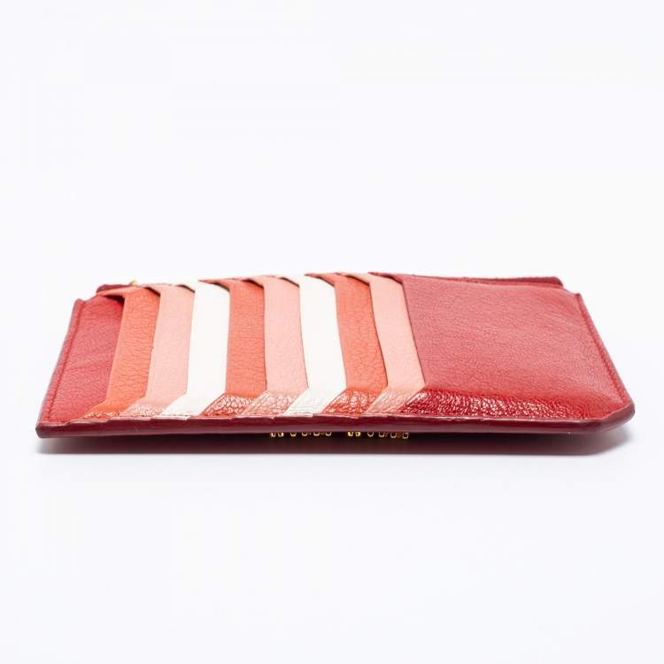Pre Owned Miu Miu Multicolor Leather Zip Card Holder