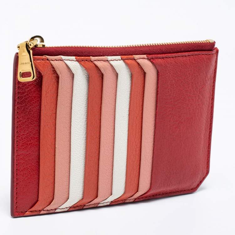 Pre Owned Miu Miu Multicolor Leather Zip Card Holder