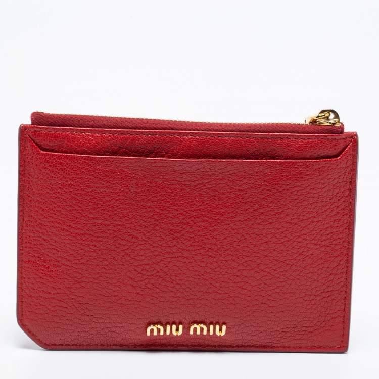 Pre Owned Miu Miu Multicolor Leather Zip Card Holder
