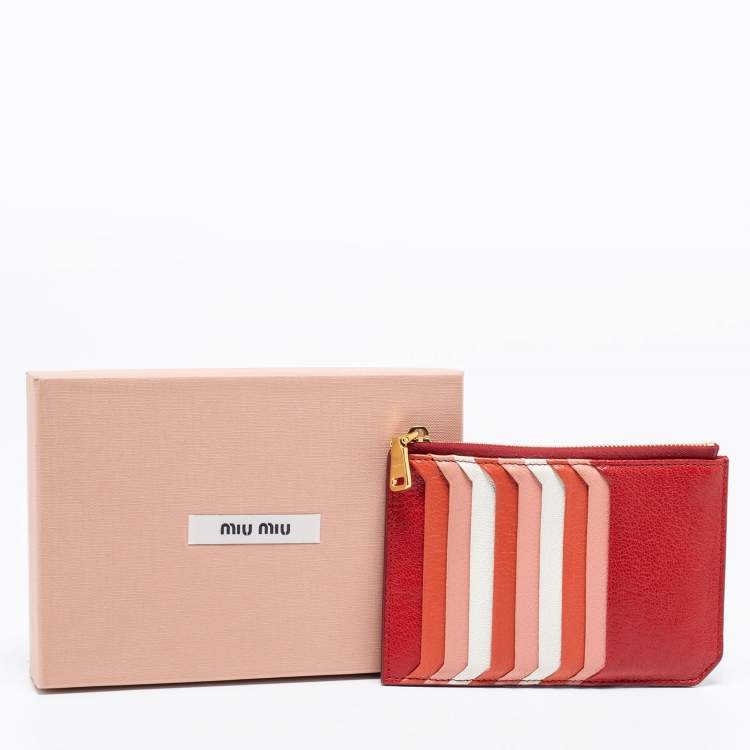 Pre Owned Miu Miu Multicolor Leather Zip Card Holder
