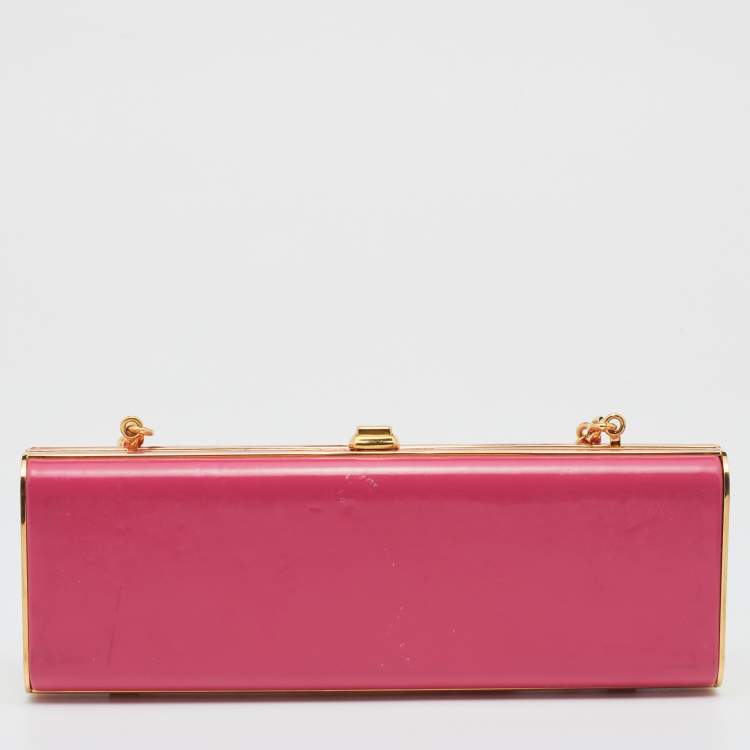 Pre Owned Miu Miu Pink Leather Chain Clutch