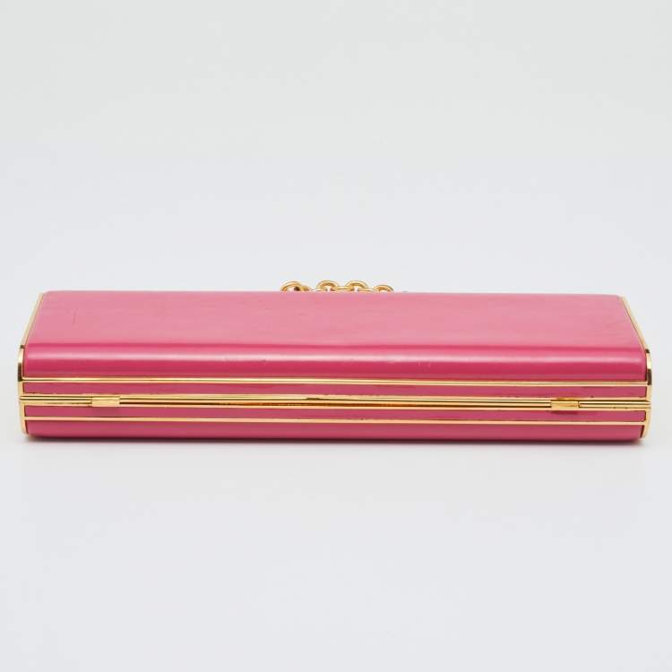 Pre Owned Miu Miu Pink Leather Chain Clutch