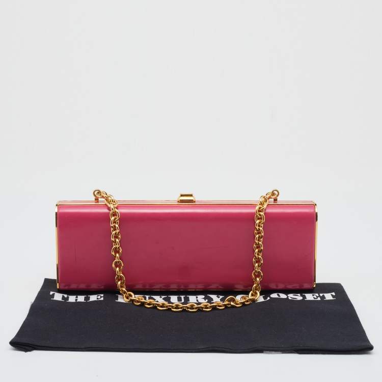 Pre Owned Miu Miu Pink Leather Chain Clutch