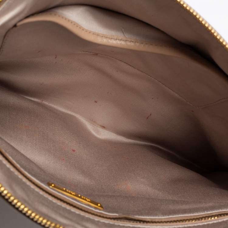 Pre Owned Miu Miu Beige Leather Studded Clutch