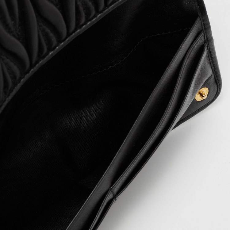 Pre Owned Miu Miu Black Matelasse Leather Flap Continental Wallet