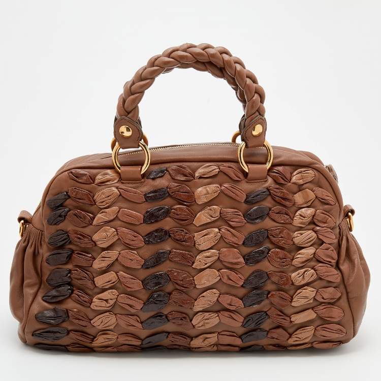 Pre Owned Miu Miu Brown Leather Zip Satchel