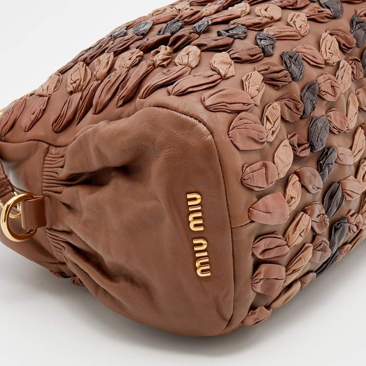 Pre Owned Miu Miu Brown Leather Zip Satchel