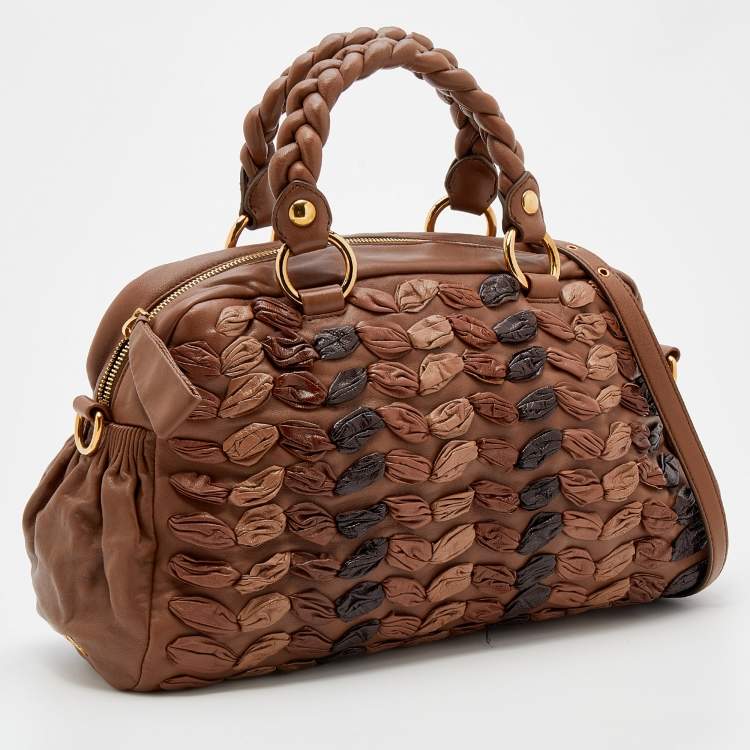 Pre Owned Miu Miu Brown Leather Zip Satchel