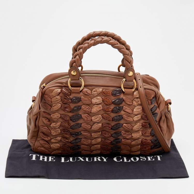 Pre Owned Miu Miu Brown Leather Zip Satchel