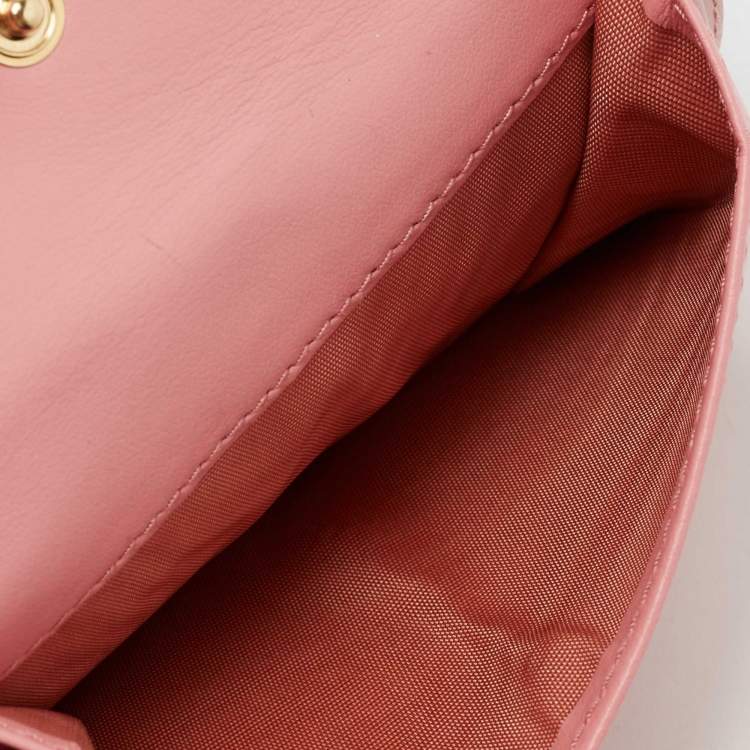Pre Owned Miu Miu Pink Leather Bow Detail Compact Wallet