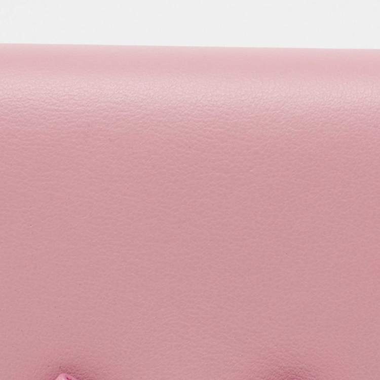 Pre Owned Miu Miu Pink Leather Bow Detail Compact Wallet