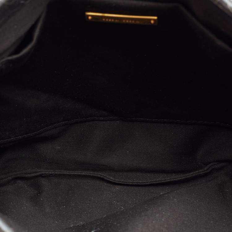 Pre Owned Miu Miu Grey Croc Embossed Patent Leather Frame Clutch