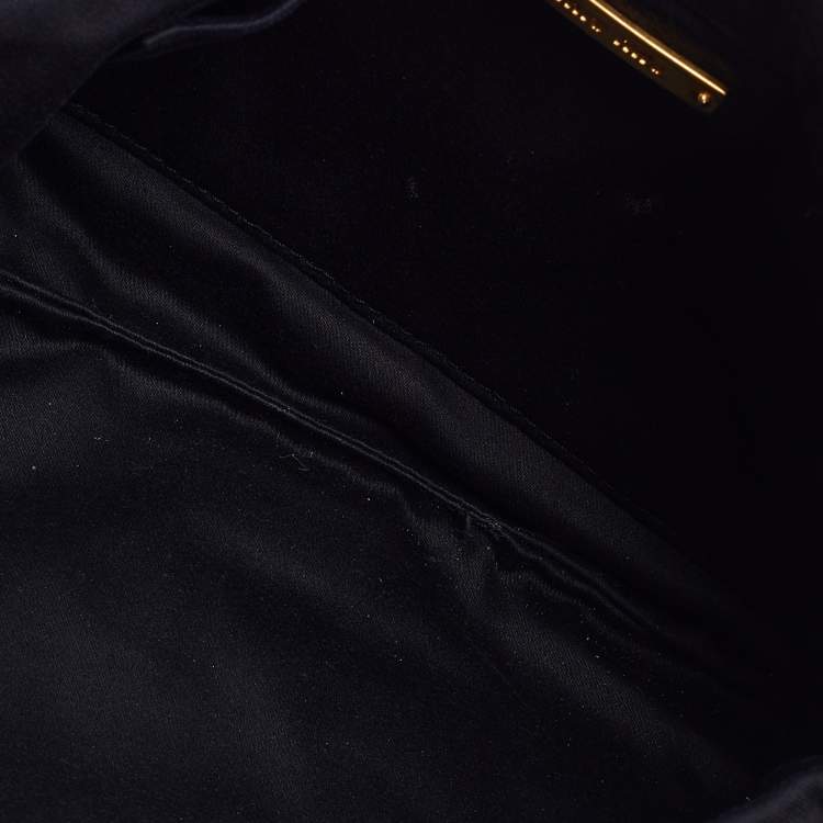 Pre Owned Miu Miu Black Matelassé Leather Frame Clutch