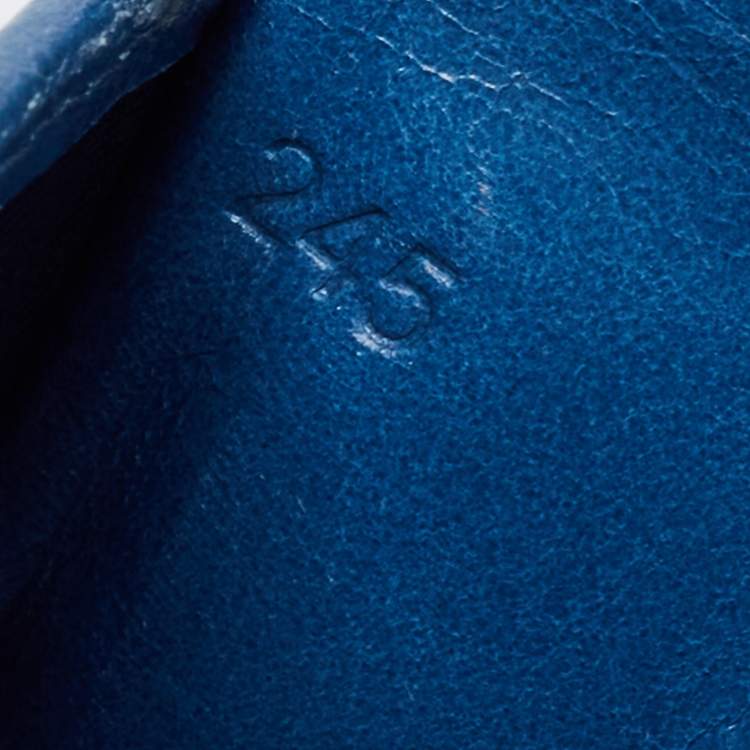 Pre Owned Miu Miu Blue Matelassé Leather Card Holder