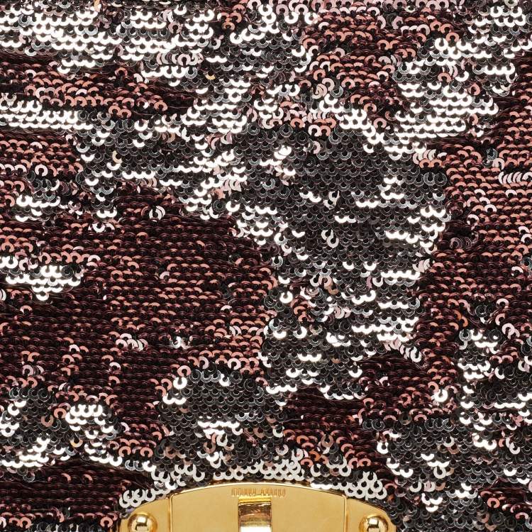 Pre Owned Miu Miu Metallic Two Tone Sequins Clutch