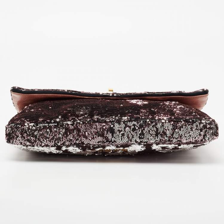 Pre Owned Miu Miu Metallic Two Tone Sequins Clutch