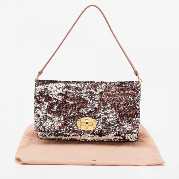 Pre Owned Miu Miu Metallic Two Tone Sequins Clutch