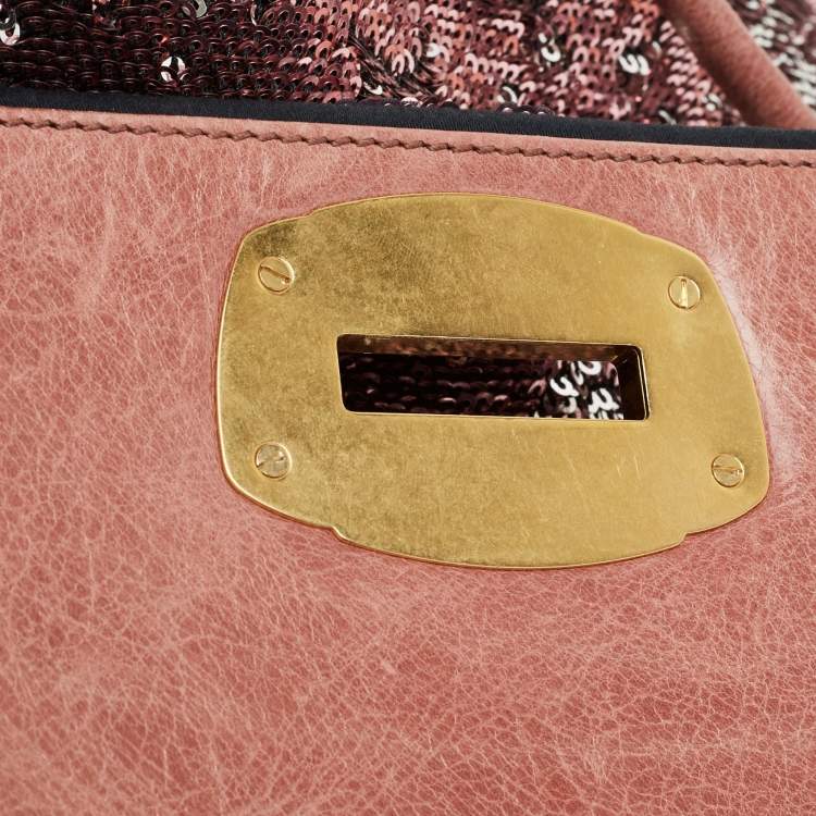 Pre Owned Miu Miu Metallic Two Tone Sequins Clutch