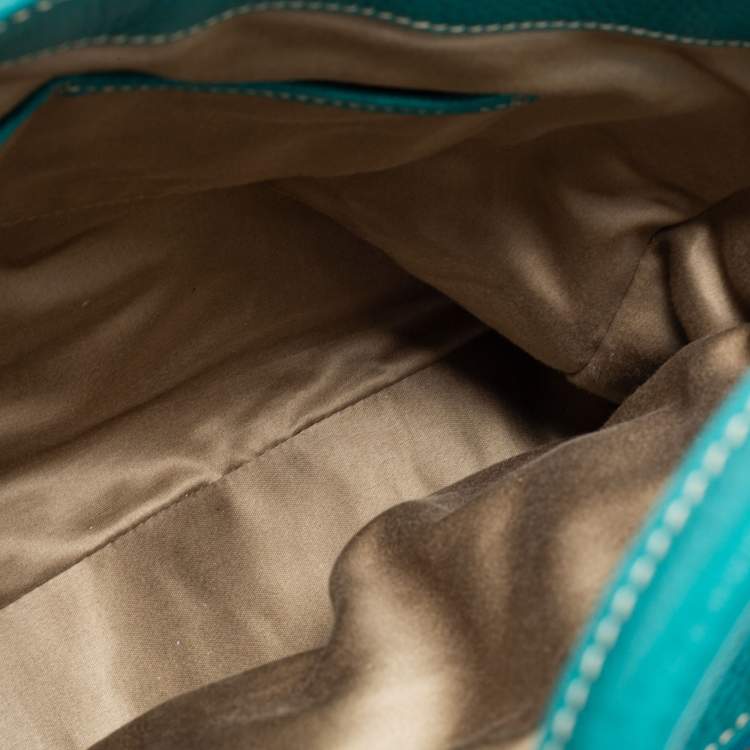 Pre Owned Miu Miu Green Vitello Caribu Leather Middle Zip Tote