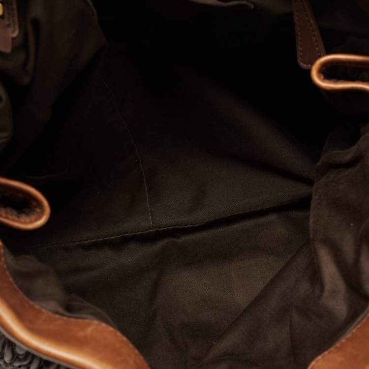 Pre Owned Miu Miu Brown Matelassé Leather Buckle Tote 