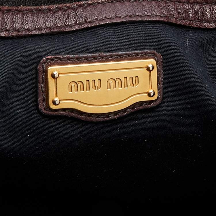 Pre Owned Miu Miu Dark Brown Matelasse Leather Bauletto Satchel