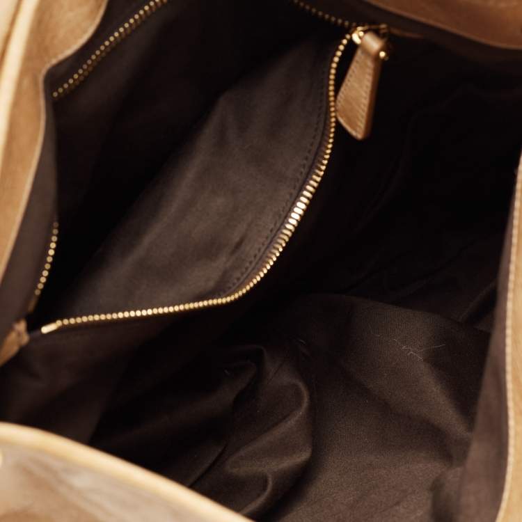 Pre Owned Miu Miu Beige Matelassé Lux Leather Coffer Hobo