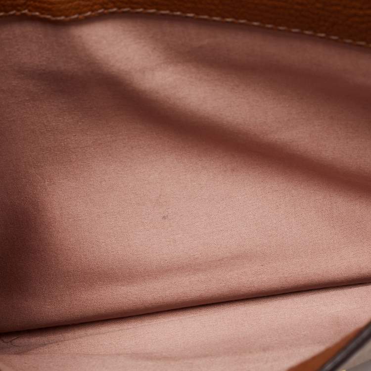 Pre Owned Miu Miu Brown  Leather Push Lock Flap Top Handle Bag