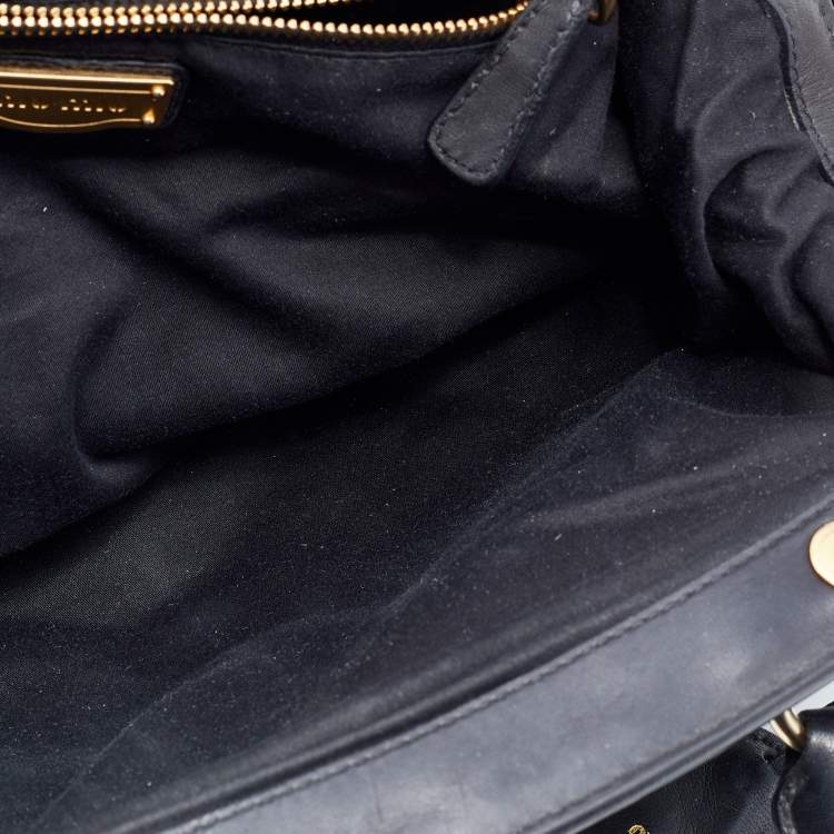 Pre Owned Miu Miu Black Matelassé Leather Coffer Frame Satchel