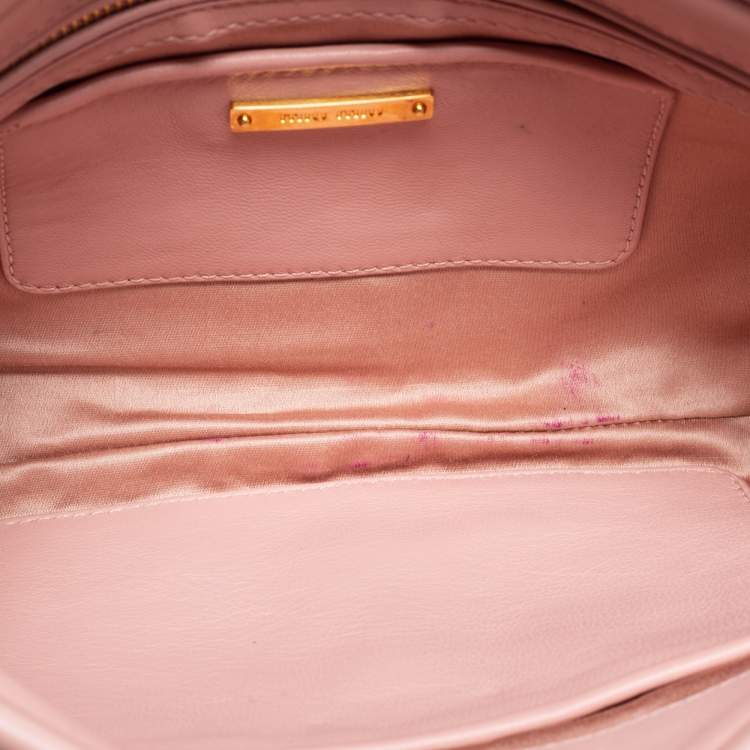 Pre Owned Miu Miu Pink Matelassé Leather Clutch