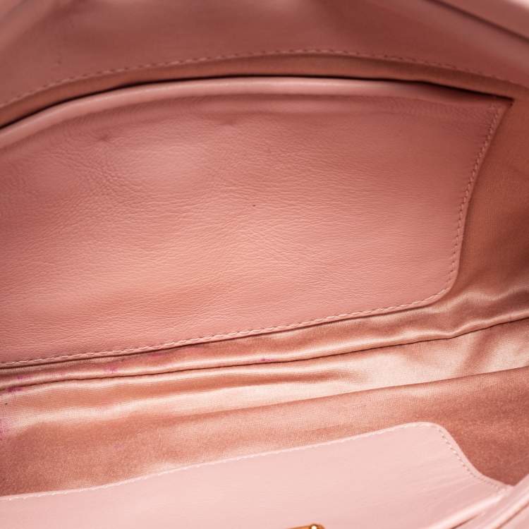 Pre Owned Miu Miu Pink Matelassé Leather Clutch