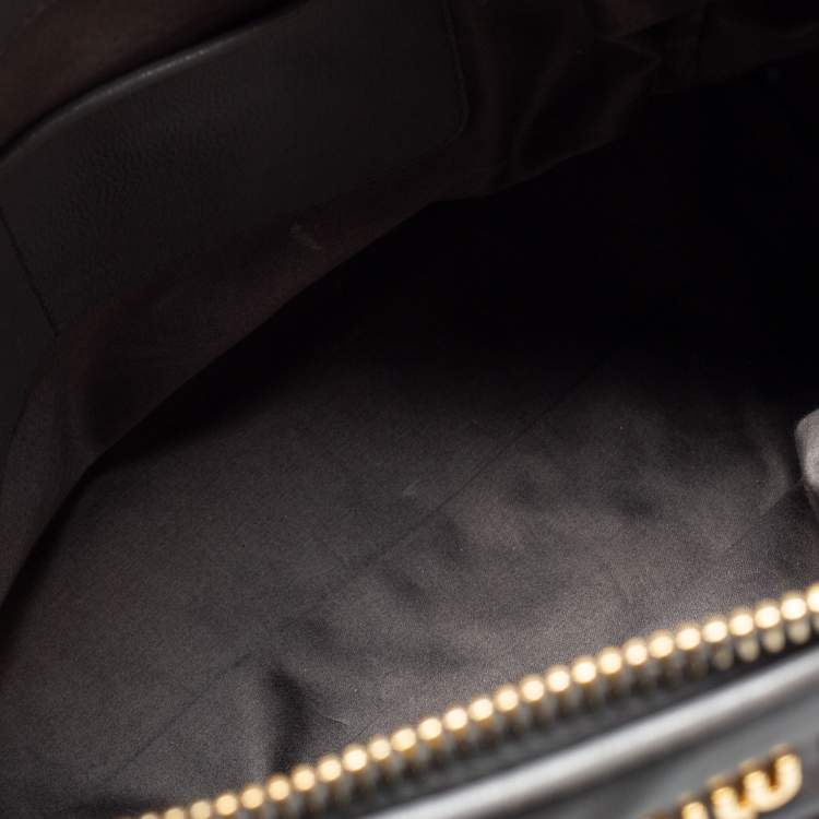 Pre Owned Miu Miu Grey Matelassé Leather Flap Tote