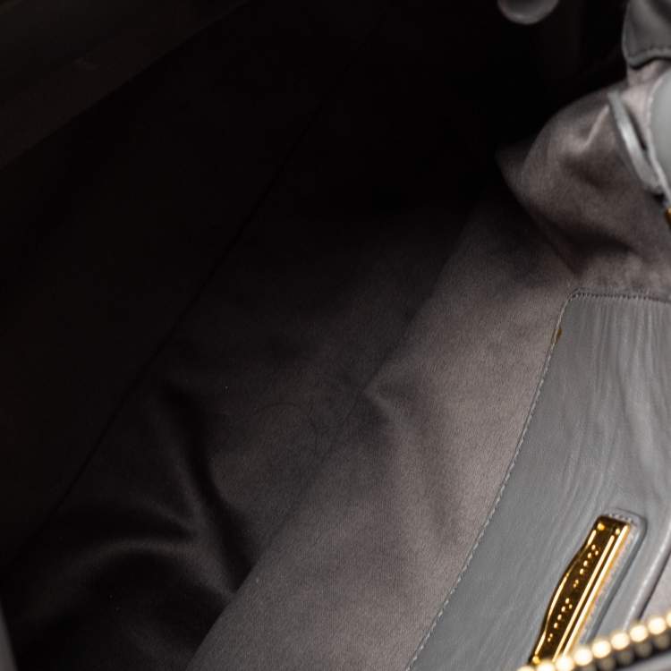 Pre Owned Miu Miu Grey Matelassé Leather Flap Tote