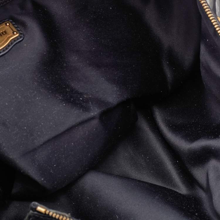 Pre Owned Miu Miu Black Leather Studded Monk Bag