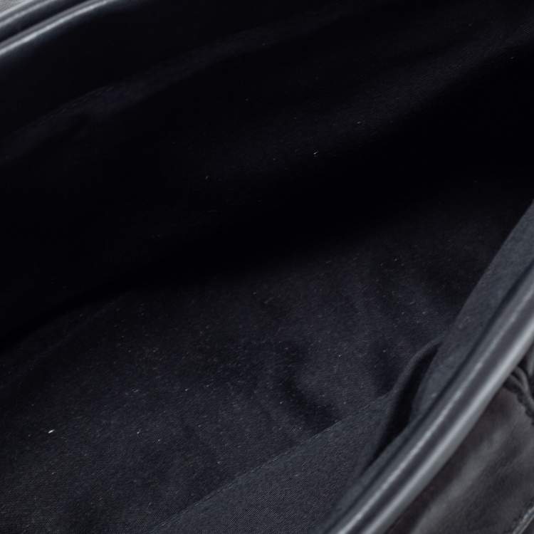 Pre Owned Miu Miu Black Matelassé Leather Frame Clutch