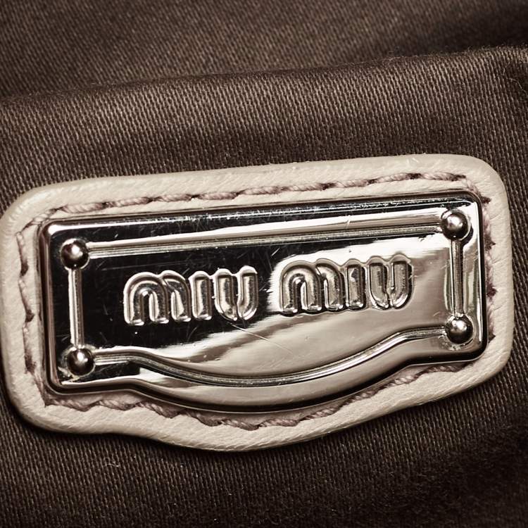 Pre Owned Miu Miu Beige Matelasse Leather Sacca 2 Shoulder Bag
