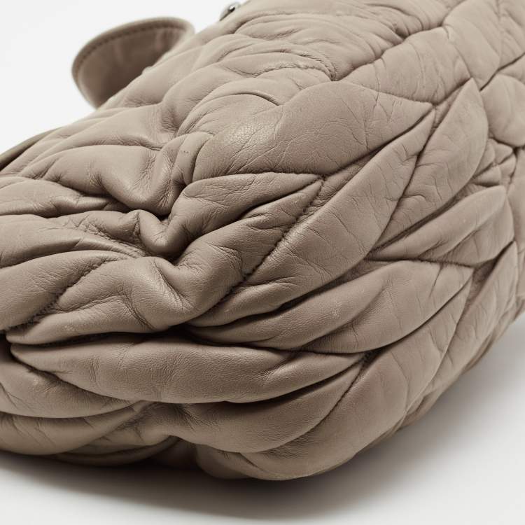 Pre Owned Miu Miu Beige Matelasse Leather Sacca 2 Shoulder Bag