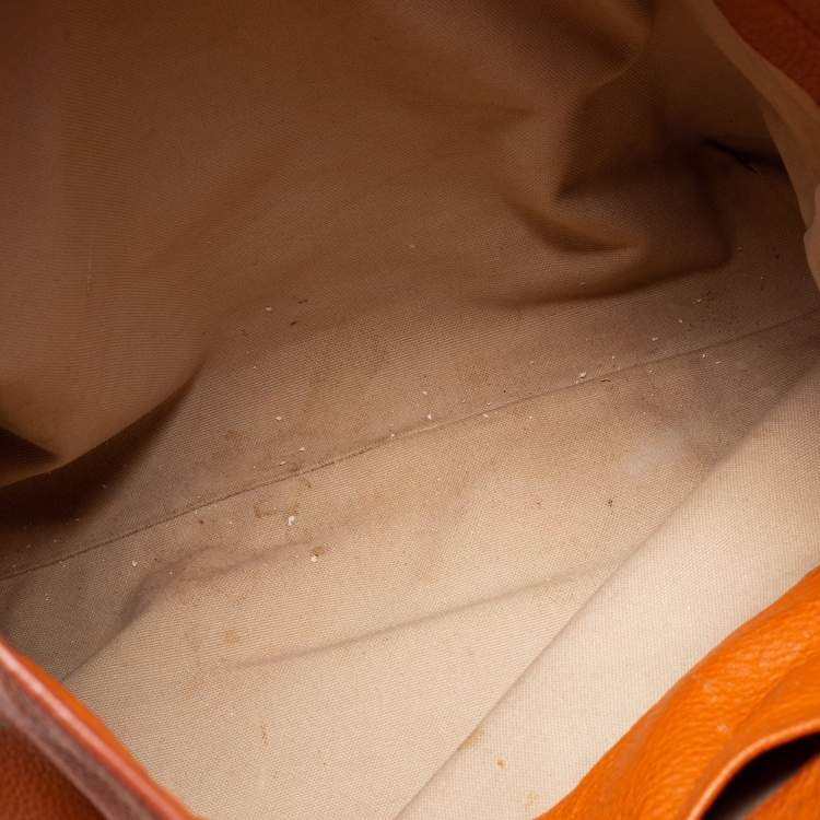 Pre Owned Miu Miu Orange Vitello Daino Leather Front Zipped Shopper Tote