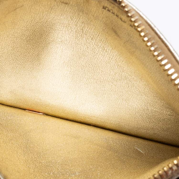 Pre Owned Miu Miu Metallic Gold Leather Madras Card Holder